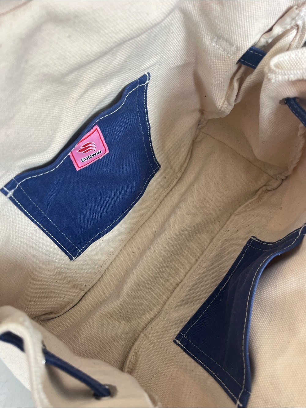 Sunwin Canvas Tote with Navy Pocket Accents - Picture 8 of 15